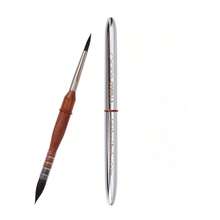 1支松鼠毛画笔和1支紫色貂毛专业便携式水彩画笔，适用于水彩、丙烯、水粉、油画和工艺品制作——高品质画笔，专为注重工具品质和舒适度的艺术家打造。 - 均碼 - 查看 2