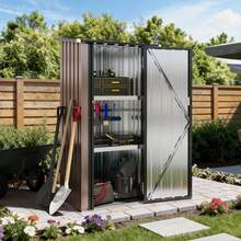 AOXUN 3'x2' Metal Storage Shed With 2 Adjustable Shelves, Small Lockable Tool Cabinet For Garden, Patio & Backyard Organization, Brown - A - View 1