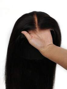 Tóc giả ren phía trước 5x5, độ dày 150%, tóc trinh nữ Brazil, ren trong suốt, không cần keo dán. - Natural Black - Xem 2