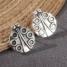 1 Pair Fashionable & Creative Round Stud Earrings With Unique Insect Pattern, Suitable For Daily Wear And Vacation, A Perfect Surprise Gift For Her - Antique Silver - View 4