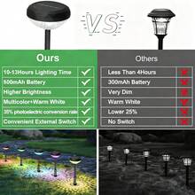 6PCS Outdoor Solar Lighting, Bright LED Lighting, IP44 Waterproof, Smart Light Sensing, (Color Light/Warm Light 2in 1) Suitable For: Courtyard Garden Lawn Paths, Walkways, Christmas Landscape Lighting And Outdoor Lighting, Christmas Gifts - Outdoor Pathway Lights - 查看 7