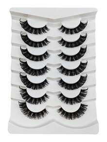 7 Pairs Fashionable Criss-Cross False Eyelashes - Black - View 1