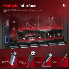 Double DIN Radio, 7-Inch Car Radio With Bluetooth, Screen, Mirror Link, EQ, FM, USB/AUX/SD, Button Illumination, SWC + Reversing Camera - A - 查看 4