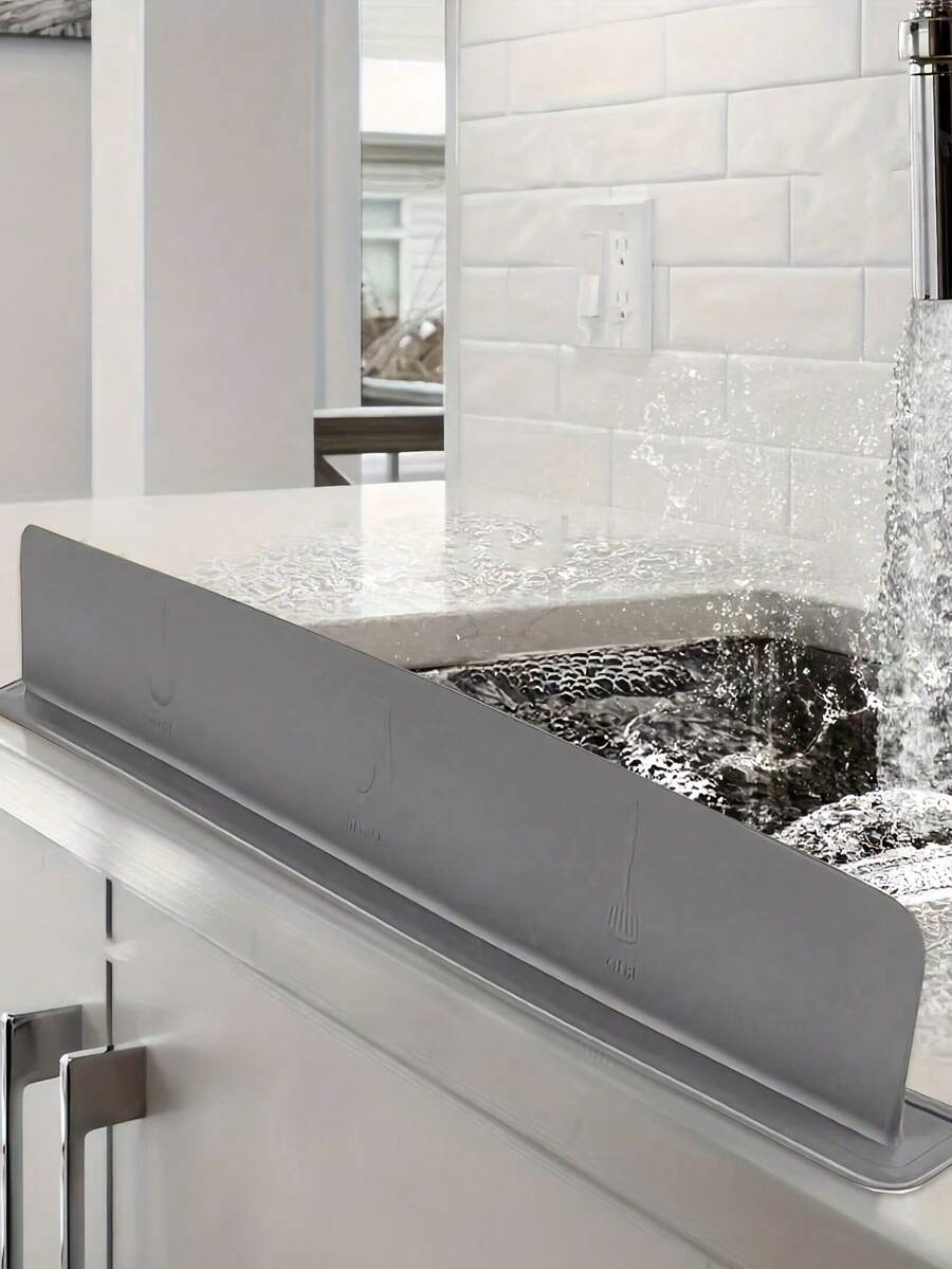 Silicone Sink Splash Guard With Suction Cup, Sink Splash Guard And Drip Tray, Handle Drip Tray, Splash-Proof Kitchen Sink Mat, Drip Tray, Soap Dish, Cup Holder, Faucet Splash Cover, Countertop Protective Mat, Suitable For Kitchen, Bathroom, Bedroom, Home Organization, Home Decor, Bathroom Accessories, Kitchen Essentials, Household Items, Kitchen Tools