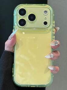 Funda de teléfono con estilo Y2K, minimalista y linda, con lazo de gelatina, adecuada para iPhone 17Pro Max, 17Pro, 17, 16Pro Max, 16Pro, 16, 15Pro Max, 15Pro, 14Pro Max, 14PLUS, 14, 13, 12 con protección de lente en la parte trasera - Amarillo - Ver 2