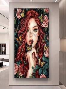 1 pieza Kit de pintura de diamantes redonda, Mosaico de diamantes artificiales 5D, Pintura de diamantes redonda, Pintura artesanal de la diosa mariposa, Adecuado para manualidades DIY o decoración del hogar, Regalo familiar - diamante redondo - Ver 5