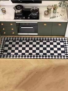 1pc Modern Luxury Kitchen Mat, Absorbent Non-Slip Living Room Carpet, Oil-Resistant Wear-Resistant Minimalist Checkerboard Pattern Diatomite Mat, Bathroom Absorbent Non-Slip Mat, Quick-Dry Doormat - A - View 4