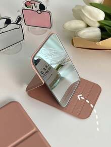 Foldable Travel Makeup Mirror, Adjustable Angle, Portable Tabletop Vanity Mirror For Home/Camping/Desk Use - Black - View 2