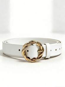 3pcs/1pc Women's Fashion Buckle Waist Belt, Suitable For Dresses - Twisted Round Button - View 9
