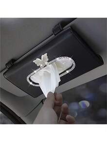 Étui de visière de soleil en PU de luxe et boîte de rangement pour essuie-glaces - s'adapte à la plupart des véhicules, boîte de rangement pour tableau de bord avec design en cristal et diamant, accessoires d'intérieur de voiture (convient à la plupart des véhicules) - Taille unique - Voir 1