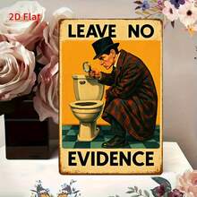 1pc Vintage Metal Bathroom Decor Sign | Magnifying Glass Crime Scene Evidence, 8" X 12" - Toilet Decoration For Home, Office, Cafe, Bar - Humorous Crime Scene Poster - Retro Aesthetic, Durable Flat 2D Sign - Multicolor - View 5