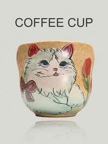 1 chiếc cốc cà phê latte bằng gốm sứ bán chạy nhất 280ml, cốc espresso cá nhân sáng tạo, cốc hình mèo dễ thương, lý tưởng cho lễ tốt nghiệp, họp mặt gia đình, các cặp đôi, bộ ấm trà Trung Quốc. - Nhiều màu - Xem 12