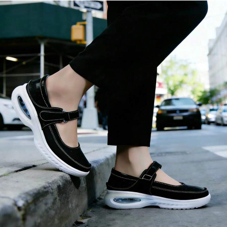 Giày casual đế mềm kiểu Âu và Mỹ, giày bầu đế mềm, giày công sở thoải mái, giày cho mẹ không gây mỏi chân, giày Mary Jane đế dày chống trượt thoáng khí cho hoạt động ngoài trời. - màu đen - Xem 1