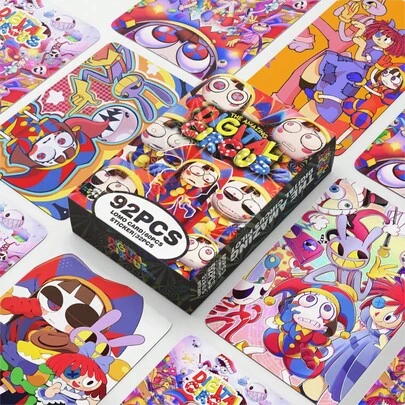 1 Box TADC Cards, 60pcs Cards + 32pcs Stickers, Featuring Pom-Ni, Jax, Ragatha, Zooble, Gangle, Kinger, High-Quality Card Display, Anime Cards, Can Be Stored In Card Cases, Wallets, Backpacks, Also Suitable As Decorations, Great Gift For Friends
