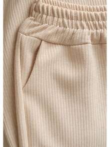 Women's Wide-Leg Pants, High Waist, Polyester, Drawstring, Suitable For Holidays, Evenings, School, Vacations, Home, Daily Wear, Office, All Year Round. - Kem - Xem 3