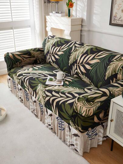 1 tấm bọc ghế sofa bằng lụa sữa in hoa lá, co giãn, chống trượt cho ghế sofa đơn/đôi/ba/bốn chỗ, chống thú cưng, nhiều màu sắc, phù hợp cho mùa xuân, hè, thu, đông.