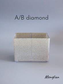 2-Compartment Rhinestone Makeup Brush Holder - Embedded Diamond Desktop Vanity Storage Box, Ideal Gift For Storing Makeup Tools, Cosmetics And Stationery, Suitable For Wedding Season And Mother's Day - Multicolor - View 7