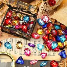 20/100pcs Pirate Treasure Jewel Acrylic Rhinestones, Shiny Plastic Gems In Assorted Colors With Drawstring Bag, Suitable For Party Table Decor, Pirate Theme Party Favors - Multicolor - View 7