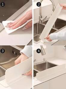 Silicone Sink Splash Guard With Suction Cup, Sink Splash Guard And Drip Tray, Handle Drip Tray, Splash-Proof Kitchen Sink Mat, Drip Tray, Soap Dish, Cup Holder, Faucet Splash Cover, Countertop Protective Mat, Suitable For Kitchen, Bathroom, Bedroom, Home Organization, Home Decor, Bathroom Accessories, Kitchen Essentials, Household Items, Kitchen Tools - A - View 7