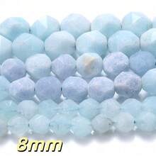 1 Chuỗi hạt đá tự nhiên cắt kim cương 6/8/10mm - Thạch anh tím, Aquamarine, Tourmaline, Agate để tự làm trang sức, vòng tay, dây chuyền, bông tai, đồ thủ công đính hạt. - Cục đá - Xem 38