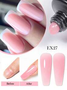 MEET ACROSS 1pc 30ml Pink Nail Extension Gel Polish , Long Lasting , Odorless, Easy To Use, Semi Permanent Quick Extension Nail Gel, Poly UV Gel For Summer Nails, Manicure Nail Art DIY For Salon & Home Use , Nail Supplies - Hồng - Xem 1