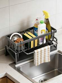 Multifunctional Sink Dish Drying Rack, Stainless Steel Cutlery Holder With Drain Basket, Suitable For Small Kitchen Space - Multicolor - View 8