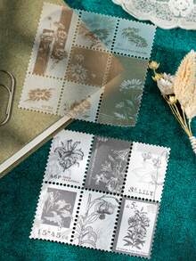 1set/6pcs Retro Bill Style Decorative Stickers, Vintage Plant Stamp Bill Sticker Set, Suitable For Student Craft Enthusiasts, Planner Making, Daily Decoration, Applicable To Back To School Season, Mother's Day Greeting Card Decoration, Holiday Party Craft Making Scrapbook Supplies Scrapbooking - A - View 7
