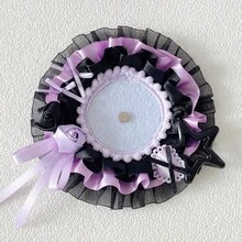 1pc Vintage Cute Round Badge Holder, 4 Color Options, Handmade Rose Ribbon, Star, Bow Badge Display Decor, Otaku, Fandom, Idol Merchandise, Kawaii Cartoon Game Character Badge Holder - A - 查看 5