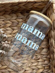 16.91盎司冰抹茶咖啡玻璃吸管杯，大容量抹茶玻璃吸管杯，咖啡冷饮吸管杯，适用于奶茶、咖啡、抹茶、果汁、茶，母亲节礼物，母亲生日礼物 - 彩色 - 查看 4