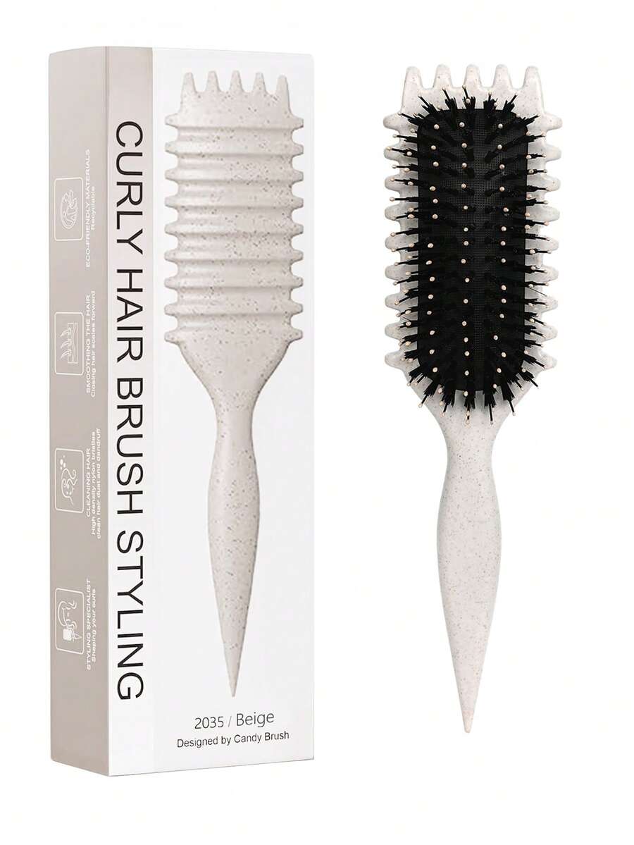 Curling Hair Brush, Designed For Styling Men And Women's Curly Hair, Reduces Pulling