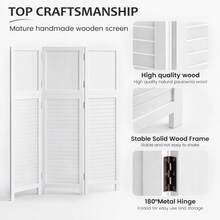 Short Room Divider 3 Panel, 51" H Modular Detachable Wall Partition, Louver & Solid Wood Privacy Screen For Clutter Concealing, Small Space Division For Home Office, White - White 1pc - View 5