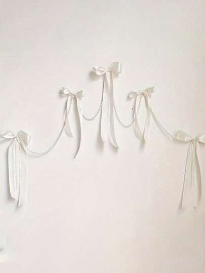 79-calowy łańcuszek z pereł z kokardką, 5 sztuk ręcznie robionych kokard z satynowej wstążki w jednolitym kolorze, odpowiedni na przyjęcia urodzinowe, spotkania sióstr, rocznice, dekoracje ślubne, tło z motywem baletu księżniczki