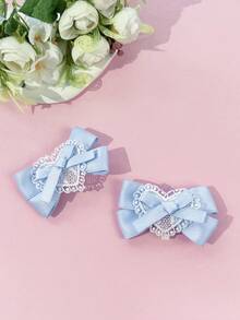 2pcs/Set Sweet Cute Heart & Bow Tie Hair Clips, Versatile Minimalist Hairpins, Suitable For Daily Commute, Festivals, Parties, Birthdays, Outings, Photography, Any Occasion, Great Gift For Best Friends - Multicolor - View 6