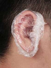 Cubiertas de oído desechables y transparentes a prueba de agua, protectores de oído de plástico para teñir el cabello, ducha, baño y salón, paquete de 100/200 piezas - Puntas de oído desechables impermeables - Ver 5