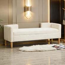 Ottomans - Ivory + Chenille + Bedroom - View 1