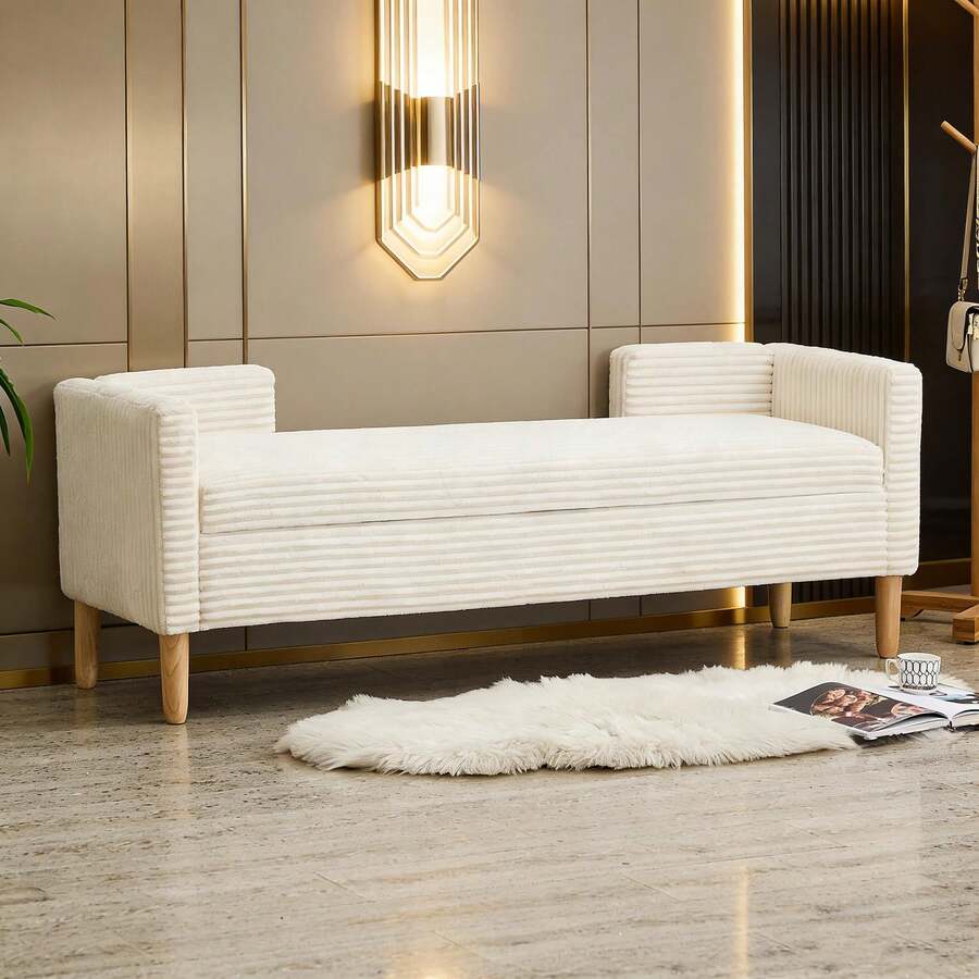 Ottomans - Ivory + Chenille + Bedroom - View 1