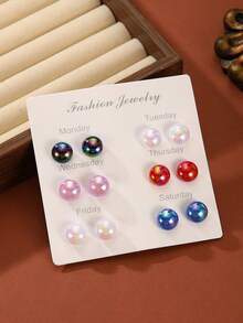 6 đôi bông tai ngọc trai kiểu dáng châu Âu và Mỹ đa năng, thanh lịch, phù hợp để đeo hàng ngày, dự tiệc, liên hoan và làm quà tặng. - Bg-0953-1 - Xem 3