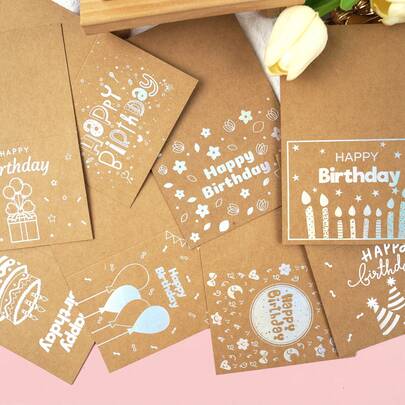 8 tấm thiệp + 8 phong bì + 12 miếng dán, phong bì giấy Kraft in laser, thích hợp cho thư từ, bưu thiệp, thiệp mời, thiệp sinh nhật, v.v. Phong bì giấy Kraft tối giản kiểu retro, phong bì thiệp chúc mừng tự dính hình tam giác kiểu phương Tây, thích hợp cho mùa tựu trường.