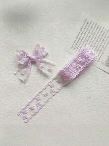 1 yarda (1 metro) de cinta de encaje con aspecto hecho a mano, con bordes fruncidos y lazo - colores pastel y suaves (verde menta, lavanda, rosa) - cinta de tela para vestidos de novia, envoltura de regalos, cabello, duchas - Multicolor - Ver 10