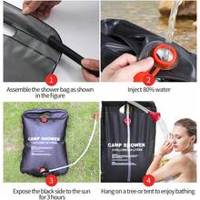 1pc 5 Gallon/20L Camping Shower Bag, Portable Shower Bag With Detachable Hose And On/Off Shower Head, Suitable For Camping, Beach, Swimming And Outdoor Travel - Black - View 10