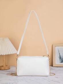 新款刺绣蕾丝花卉时尚单肩包，休闲通勤斜挎包 - 白色 - 查看 3