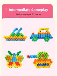 30pcs/88pcs/256pcs Bag Hexagon Building Blocks Toys, Educational STEM Puzzle Bricks For Kids 3-6 Years Old, Sensory Development, Imagination Stimulation, Engineering Construction Set, Colorful Shapes, Birthday & Party Gift - Hexagonal Blocks - View 12