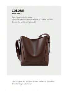 2026 New Solid Color Bucket Bag For Women, Large Capacity For Commuting, Single Shoulder Crossbody Bag, Bucket Shape, Versatile - Black - View 7