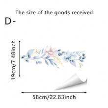 1/4 Set Floral Leaf Wall Border Stickers, Waterproof Self-Adhesive Removable Decorative Stickers For Kitchen, Bathroom, Living Room Baseboards, Home Decor DIY Wall Mural - Green Leafy Flowers - View 12