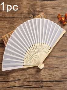 10/5/2支装及1支装丝绸手扇，适用于婚礼派对、新娘手持折扇、竹制手持折扇，适合新娘送礼会、伴娘礼物、派对装饰 - 白色 - 查看 10
