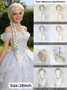 Princess-Style Multi-Color Long Thick Braid Wig, Retro Court Braided Design, High Crown For A Stylish Vibe, Breathable Wig Cap For Comfortable Wearing. Full Head Wig Suitable For Wedding Photoshoots, Cosplay, Parties, Balls, Halloween, K-POP, Y2K And Stage Performances. - Multicolor - View 2