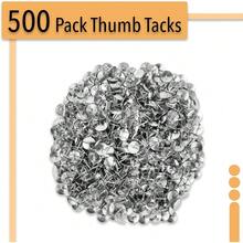 500 Pack Silver Flat Push Pins, Durable Thumb Tacks With Sharp Points And Flat Heads, Ideal For Securing Papers, Posters, Photos And Notes To Corkboards, Bulletin Boards And Walls, Rust-Resistant Metal Construction, Easy To Grip And Insert, Perfect For Home, Office And School Use For Organizing And Displaying Materials - A - View 3