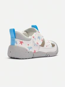 Balabala Giày tập đi cho bé trai 2026, giày thể thao thoáng khí, nhẹ, họa tiết dễ thương, giày thoải mái cho trẻ mới biết đi. - tông màu trắng xám - Xem 5