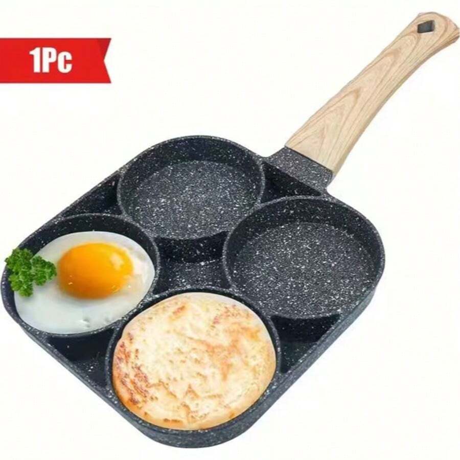 4-Cup Capacity Nonstick Ripple Egg Pan, Pancake Griddle, Gray Marble Texture, Suitable For Burgers, Eggs, Outdoor Camping And Office Use