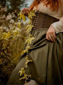 1 chiếc phụ kiện thời Phục Hưng dành cho nữ, áo corset ren xuyên thấu màu nâu cà phê, thích hợp cho lễ hội đêm Halloween hoặc phối cùng trang phục cá nhân. - Cà phê nâu - Xem 5